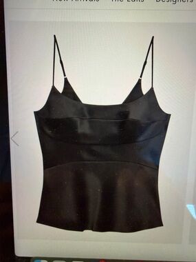 Theory Black Satin Camisole Top with Adjustable Straps